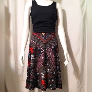 NWT Vibrant Floral Skirt with Red and Blue Accents Size XL